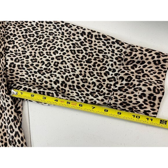 Joyspun Leopard Print Button-Up Satin Shirt L - Picture 9 of 11